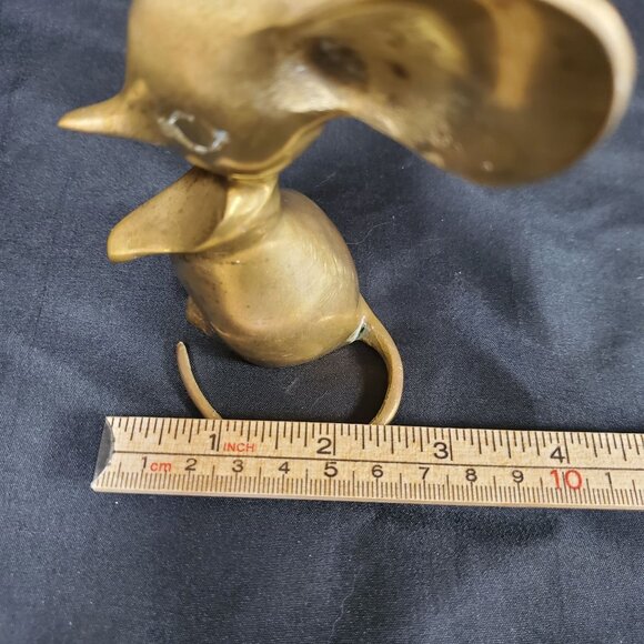 Whimsical Brass Mouse Vintage Solid Brass Animal Figurine Mid Century Retro Deco - Picture 8 of 16